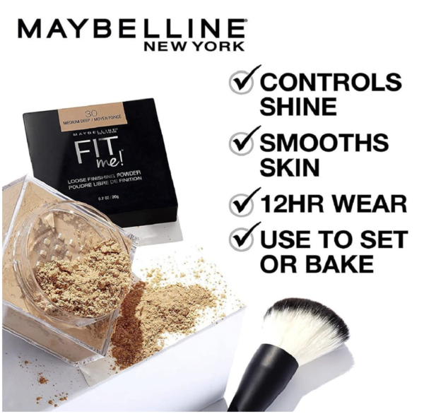 Maybelline New York Fit Me Loose Finishing Powder, Silky & Lightweight Powder - 20 Light Medium(20g) - Image 3